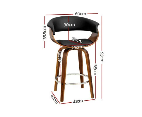 Artiss 4x Bar Stools Swivel PU Seat Wooden