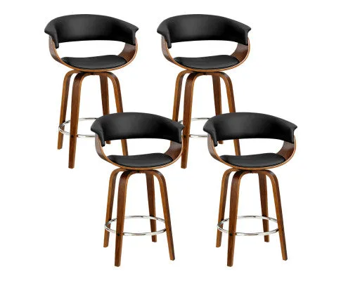 Artiss 4x Bar Stools Swivel PU Seat Wooden