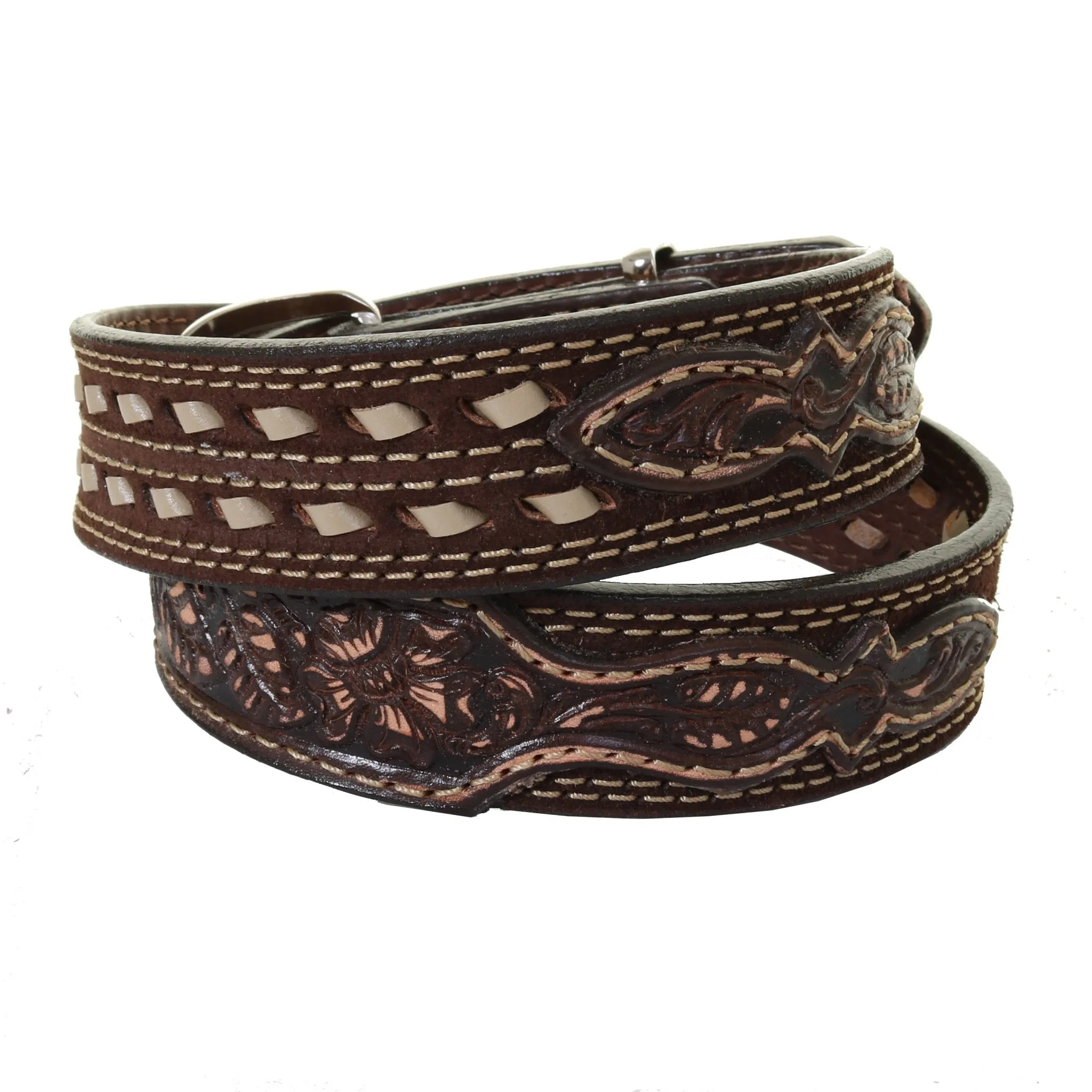 B1007A - Brown Rough Out Tooled Belt