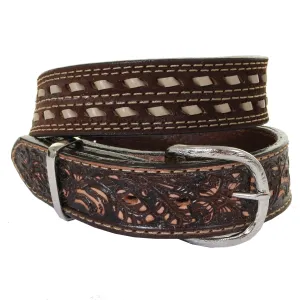 B1007A - Brown Rough Out Tooled Belt