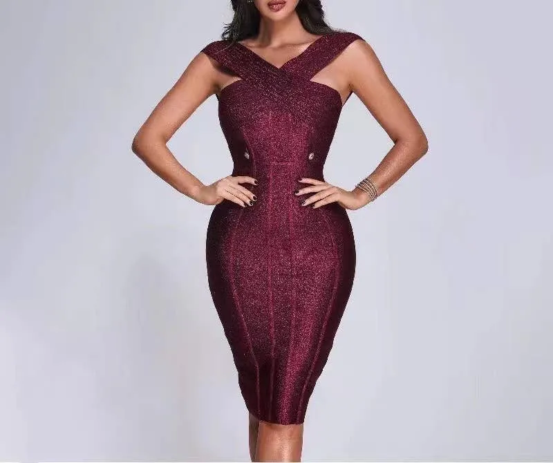 Bandage Dress with Gold Buttons