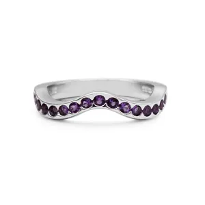 Exquisite 18ct White Gold Amethyst Wishbone Ring by Boodles Elements