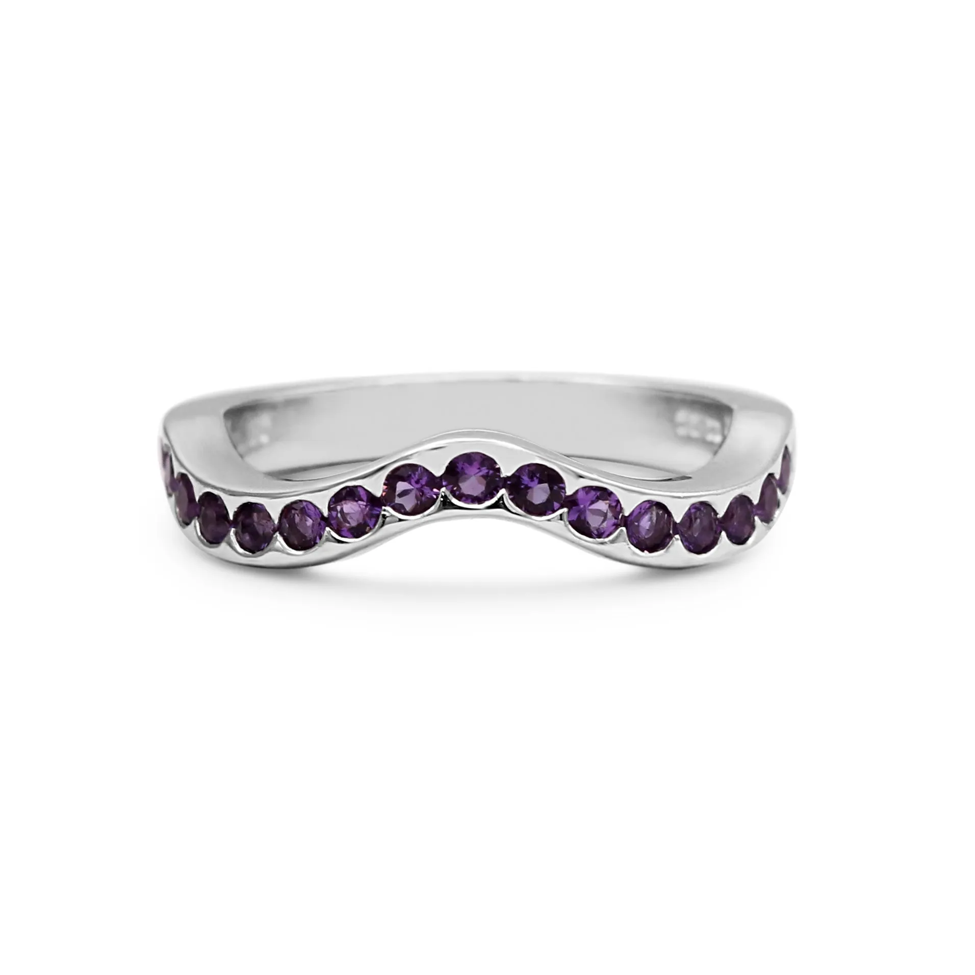 Exquisite 18ct White Gold Amethyst Wishbone Ring by Boodles Elements