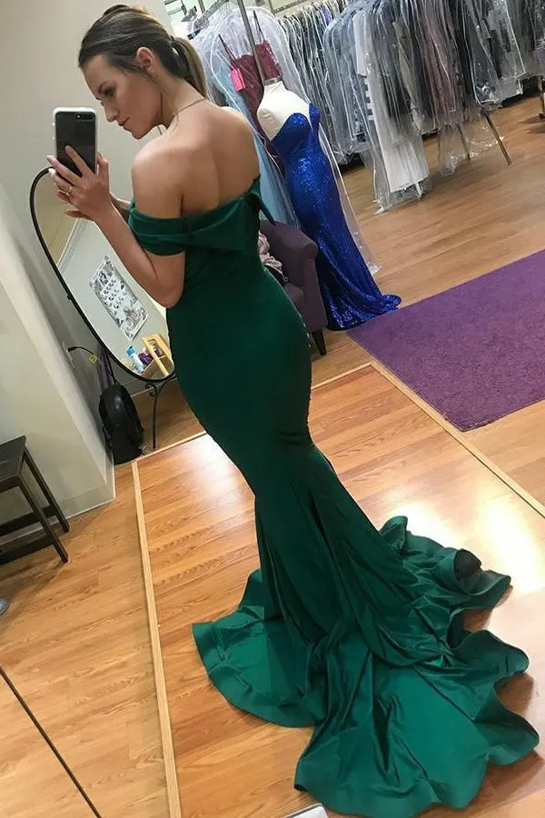 Charming Mermaid Off The Shoulder Satin Prom Dress Long Evening dress