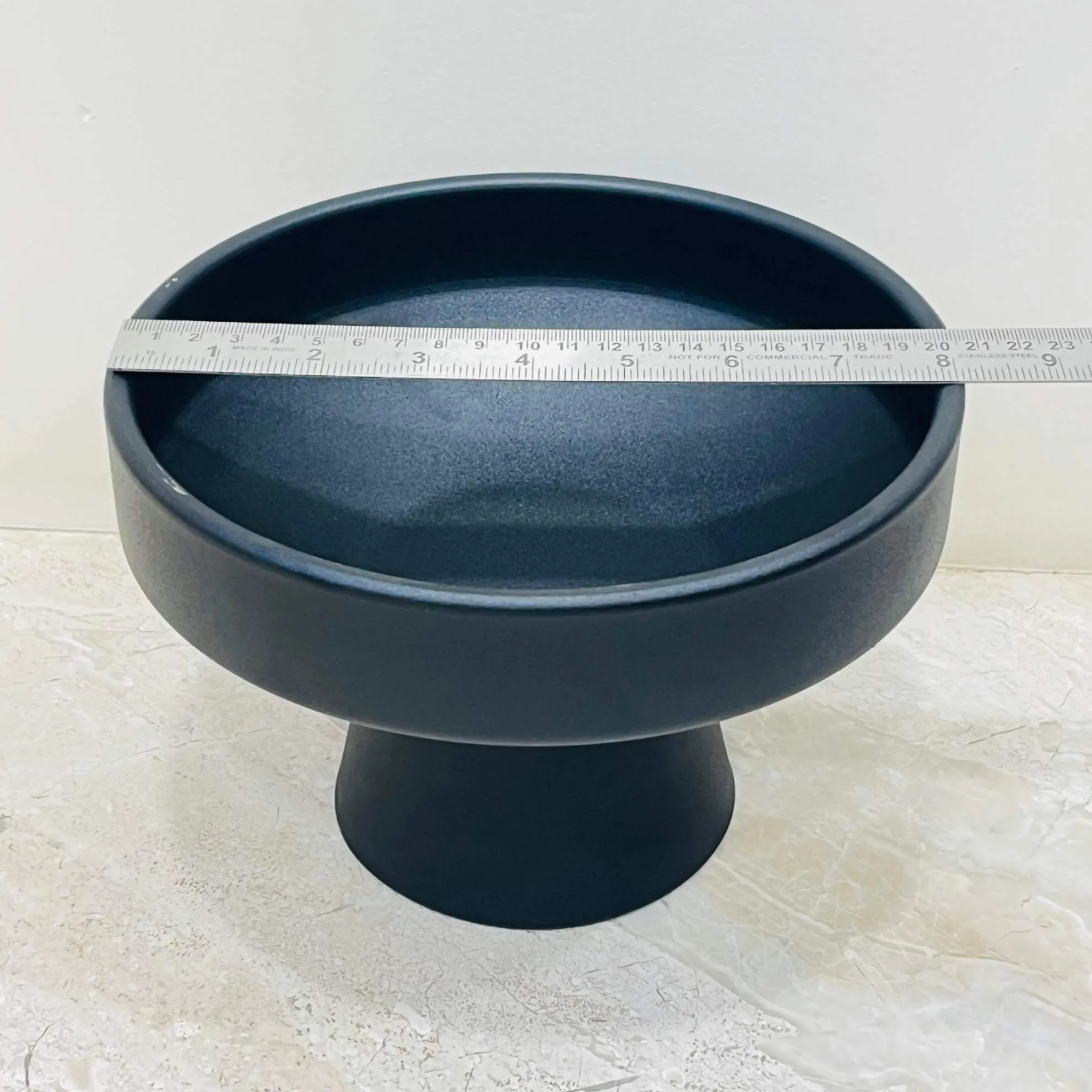 Contemporary Black Bowl-Shaped Planter