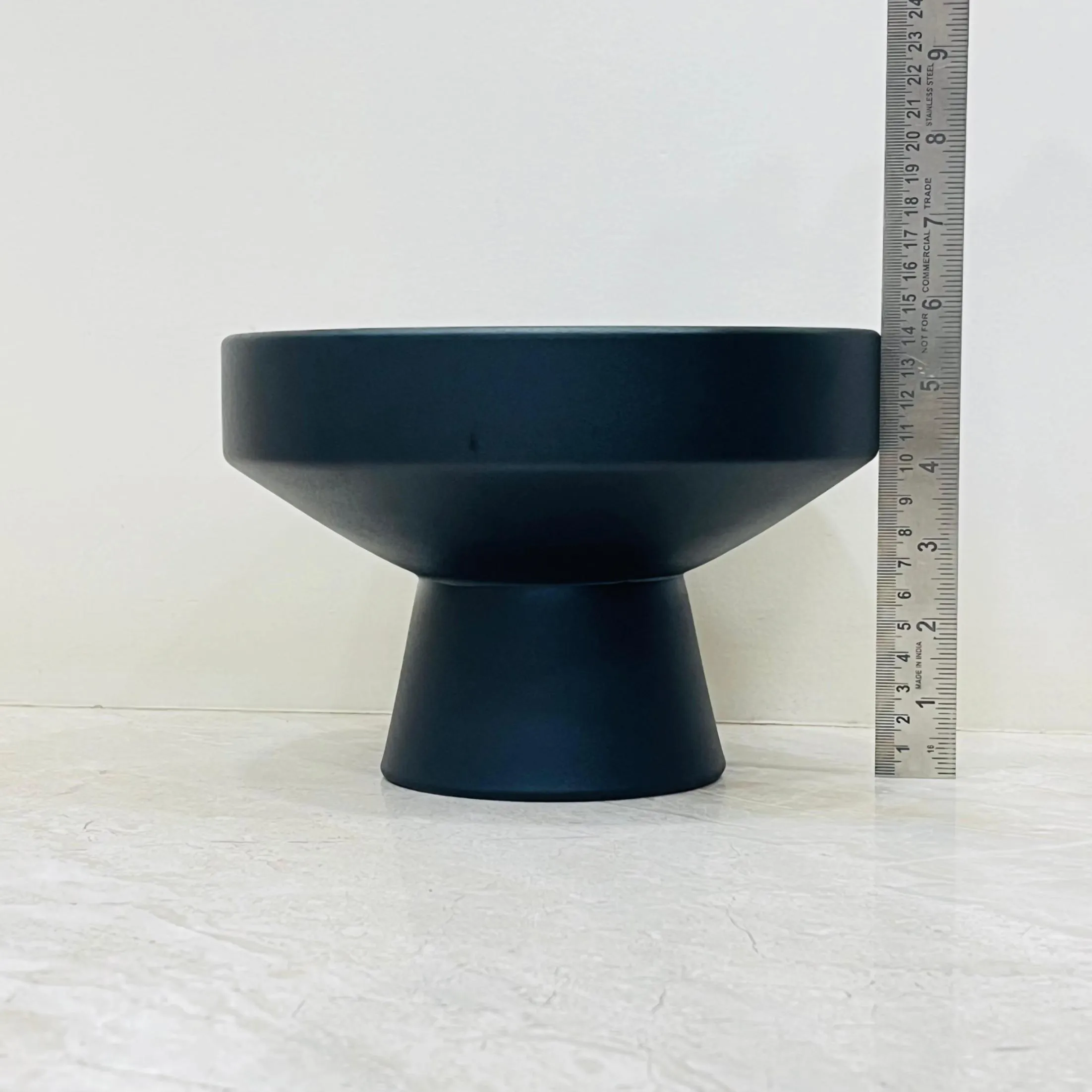 Contemporary Black Bowl-Shaped Planter