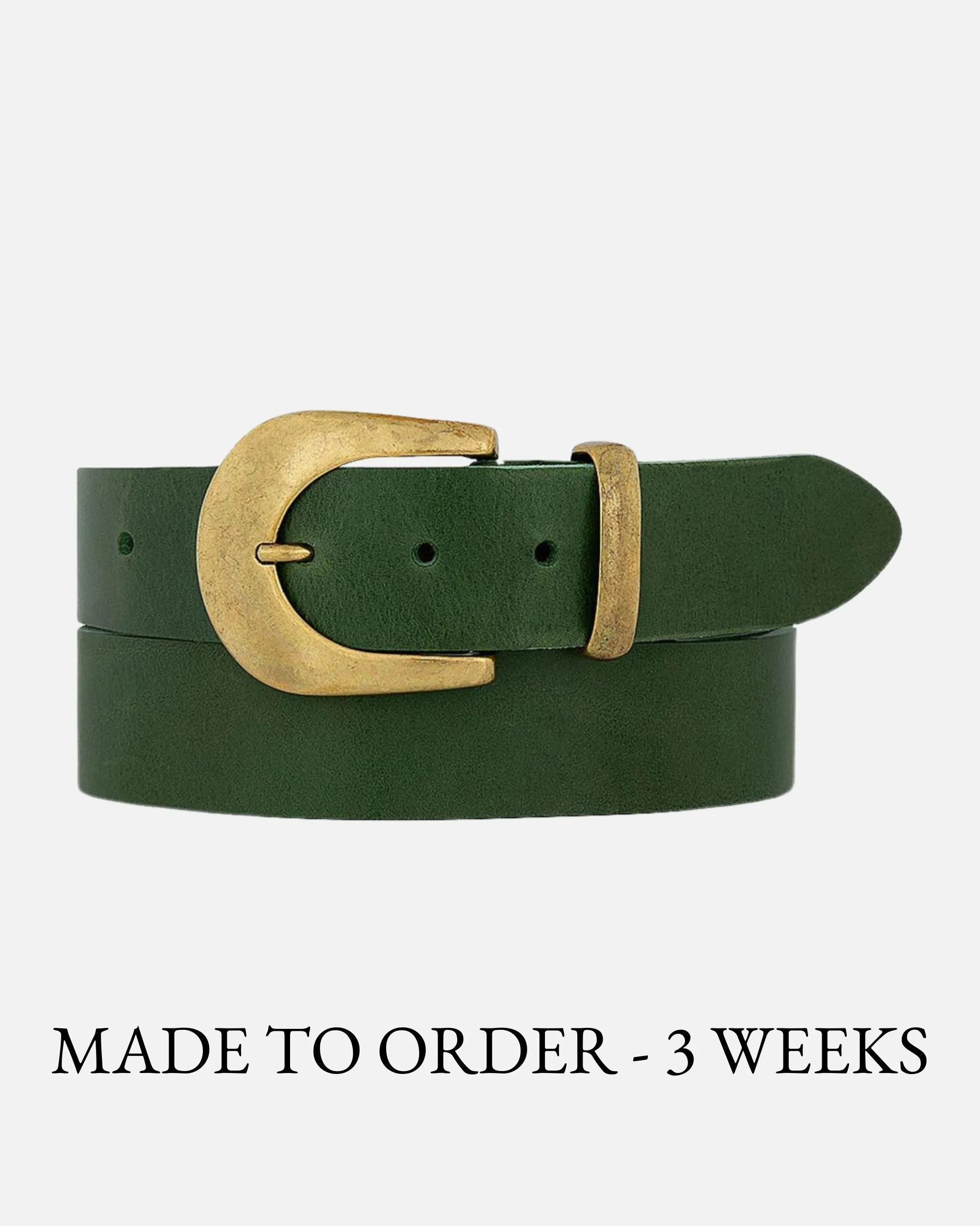 MADE TO ORDER Andrea | Classic Leather Belt with Statement Gold Buckle