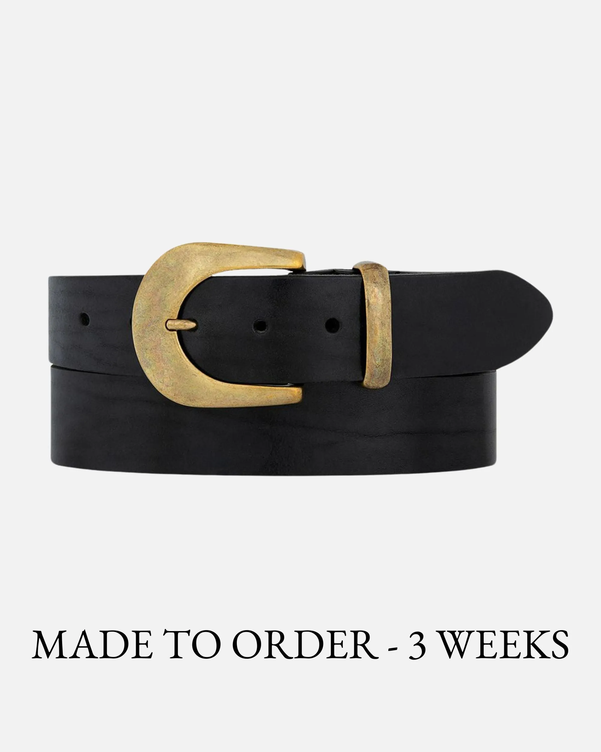 MADE TO ORDER Andrea | Classic Leather Belt with Statement Gold Buckle