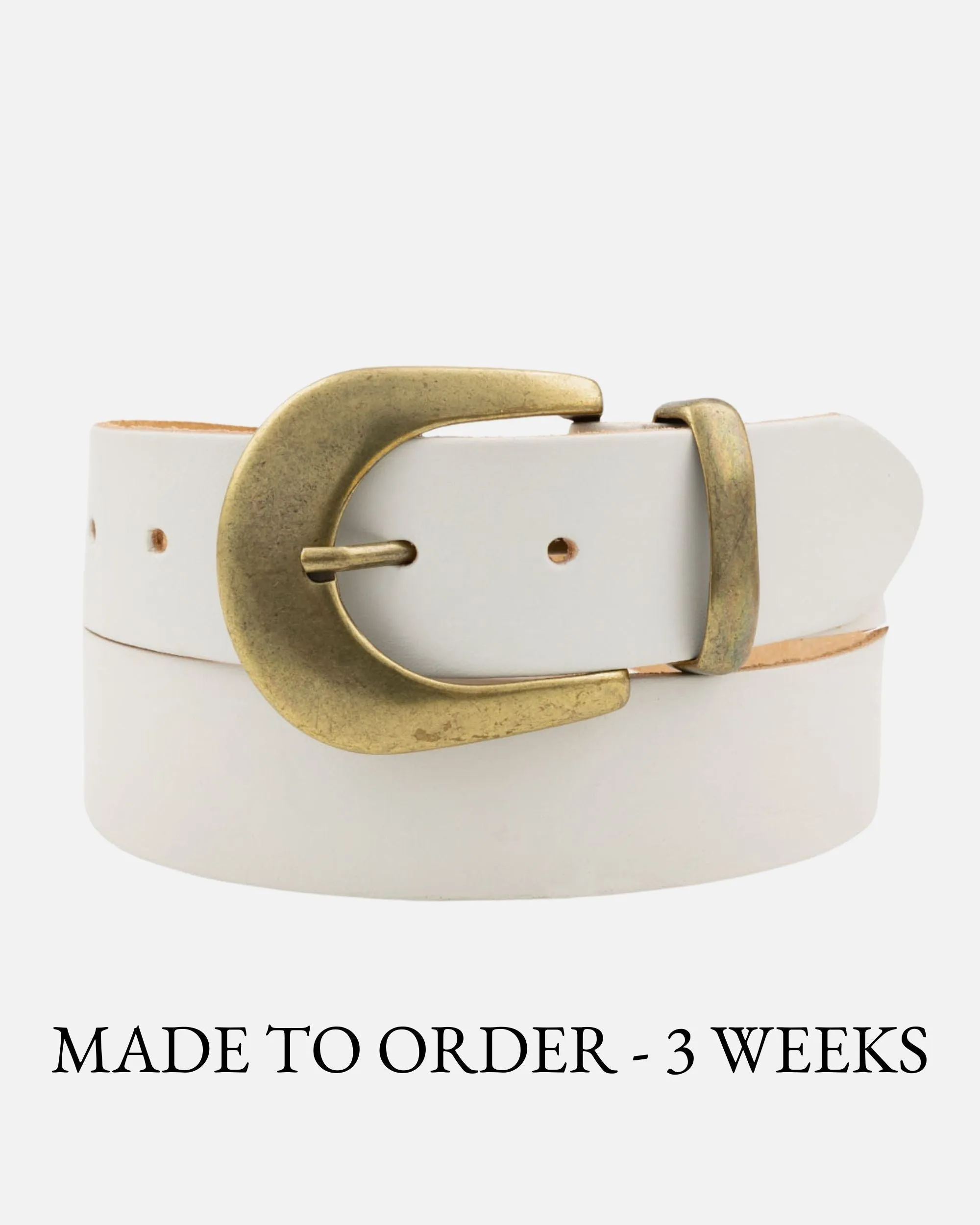 MADE TO ORDER Andrea | Classic Leather Belt with Statement Gold Buckle