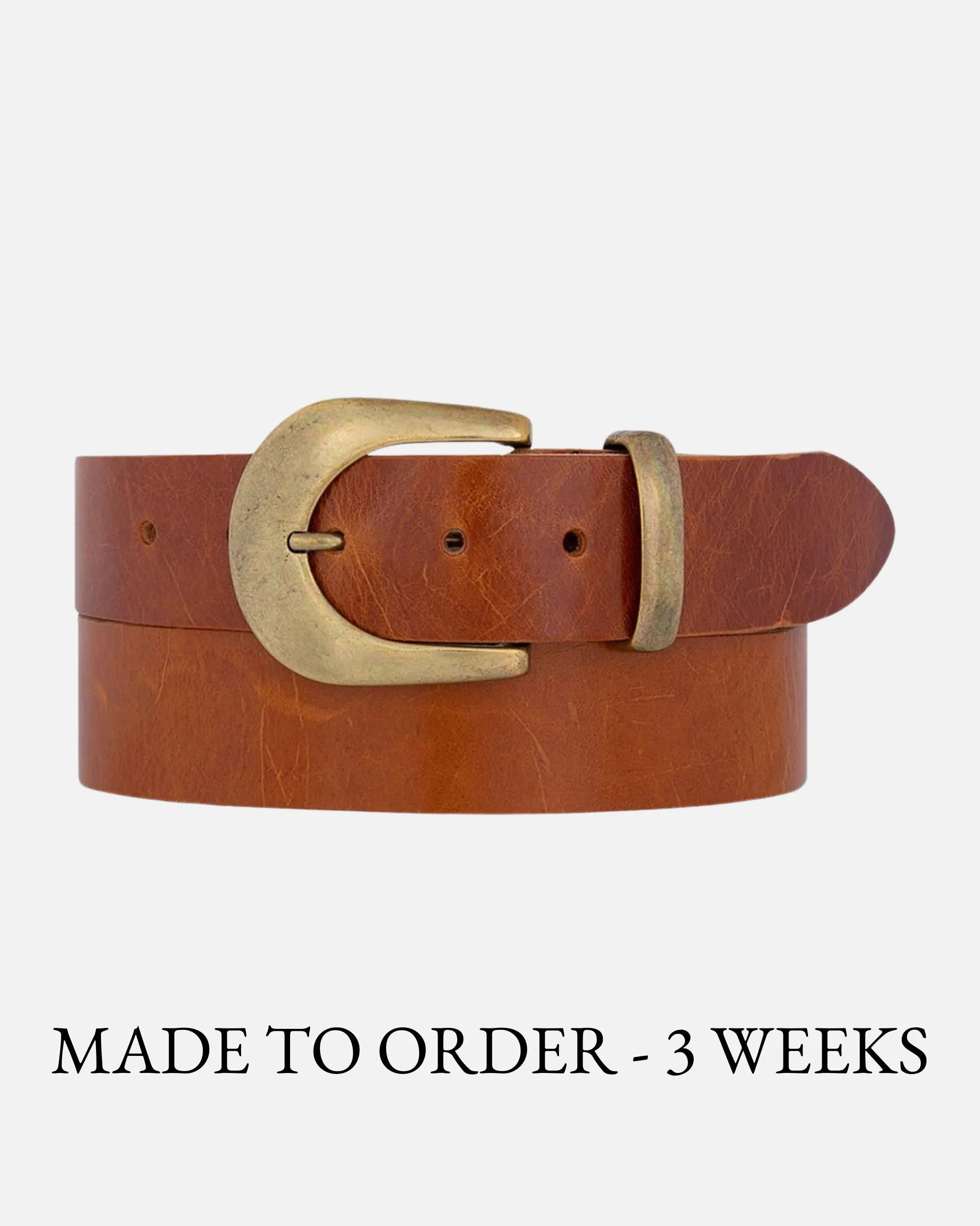 MADE TO ORDER Andrea | Classic Leather Belt with Statement Gold Buckle