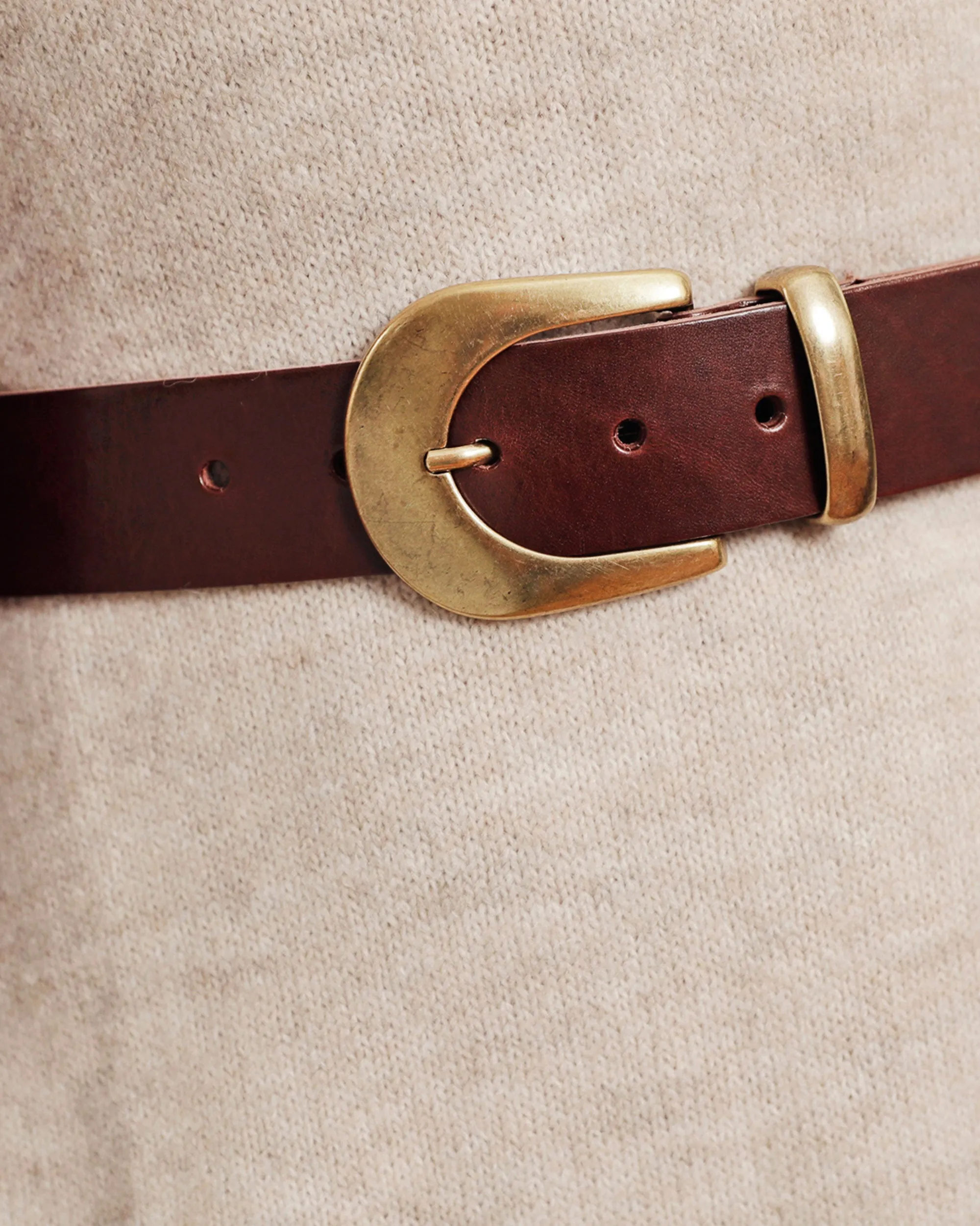 MADE TO ORDER Andrea | Classic Leather Belt with Statement Gold Buckle