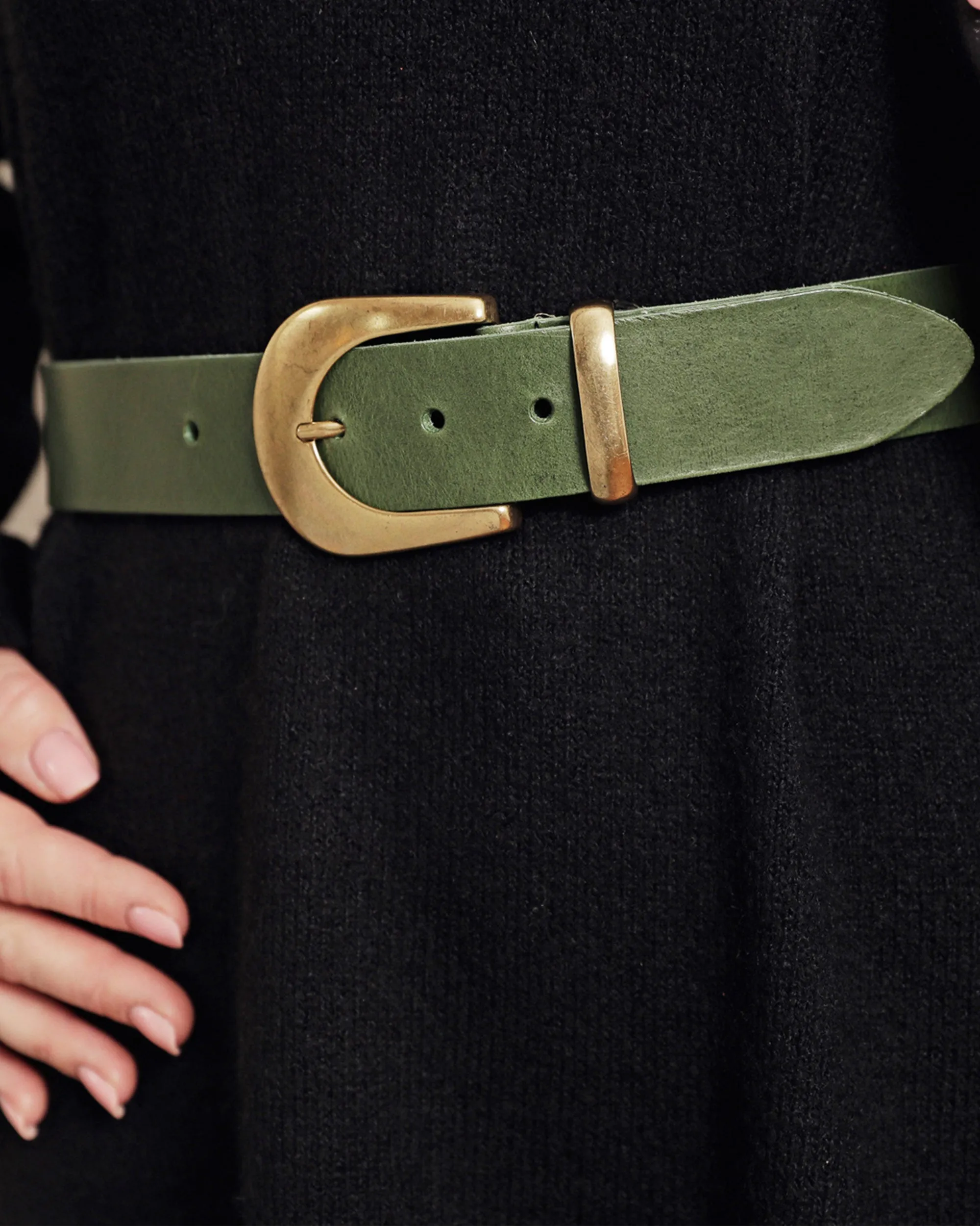MADE TO ORDER Andrea | Classic Leather Belt with Statement Gold Buckle