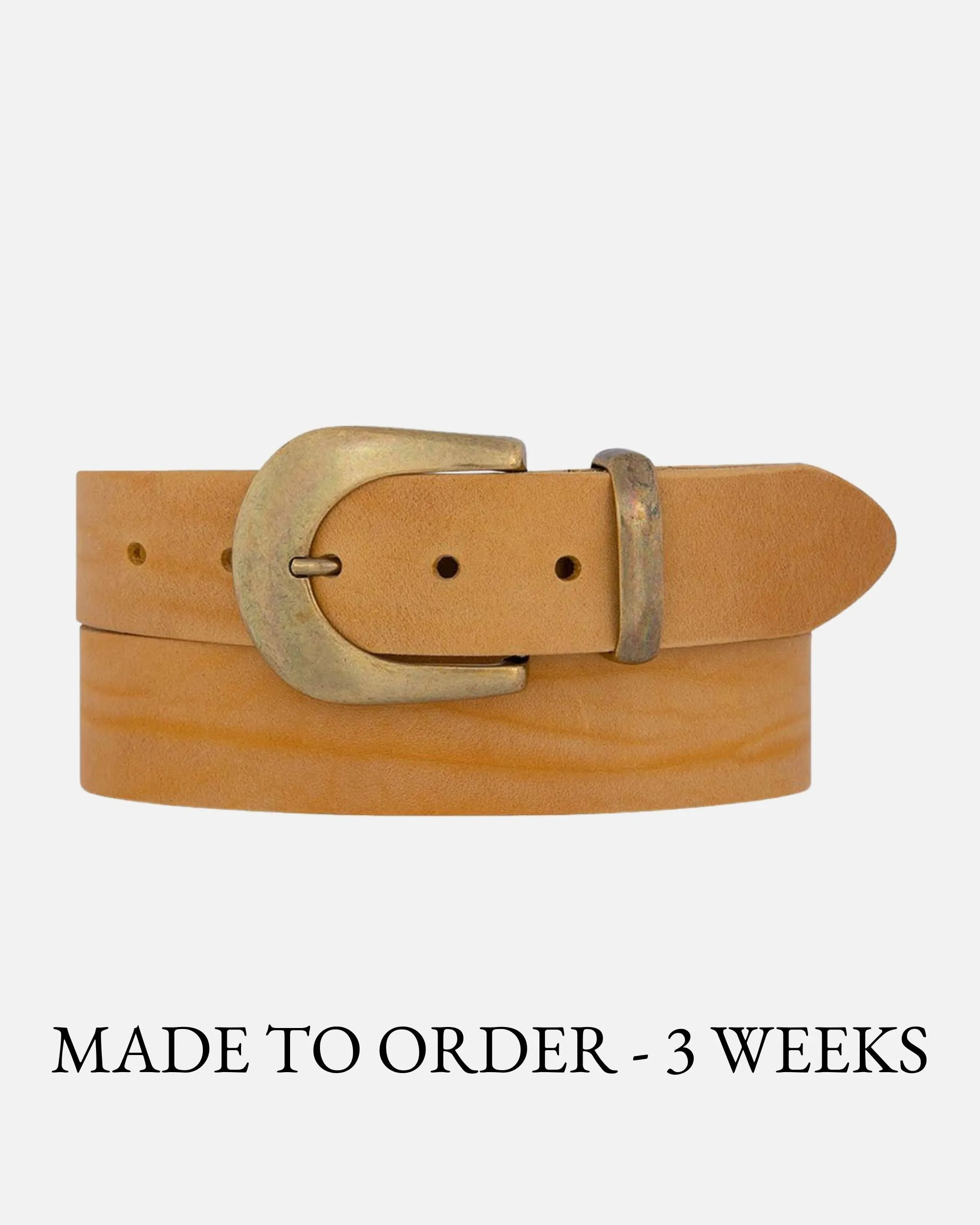 MADE TO ORDER Andrea | Classic Leather Belt with Statement Gold Buckle