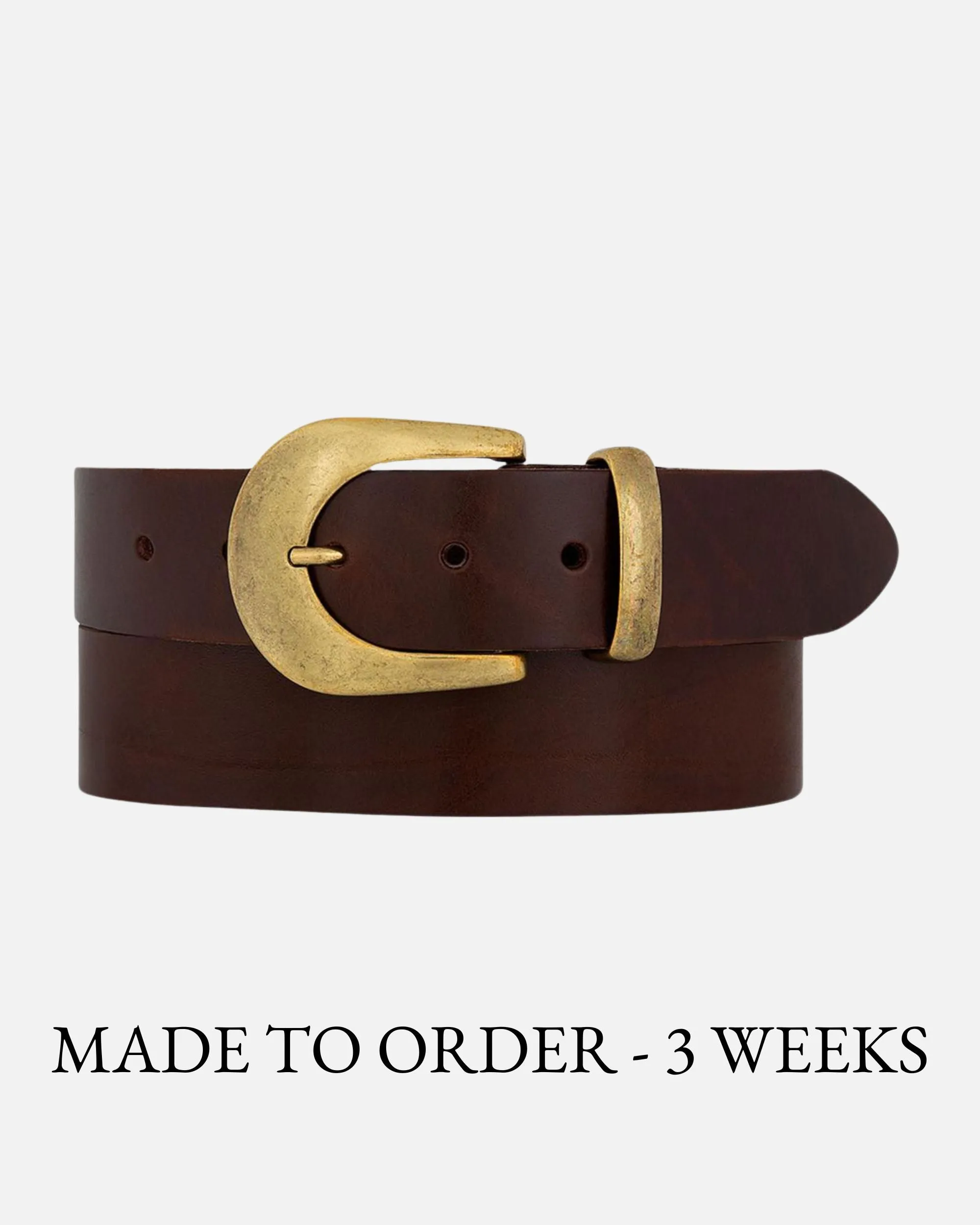 MADE TO ORDER Andrea | Classic Leather Belt with Statement Gold Buckle