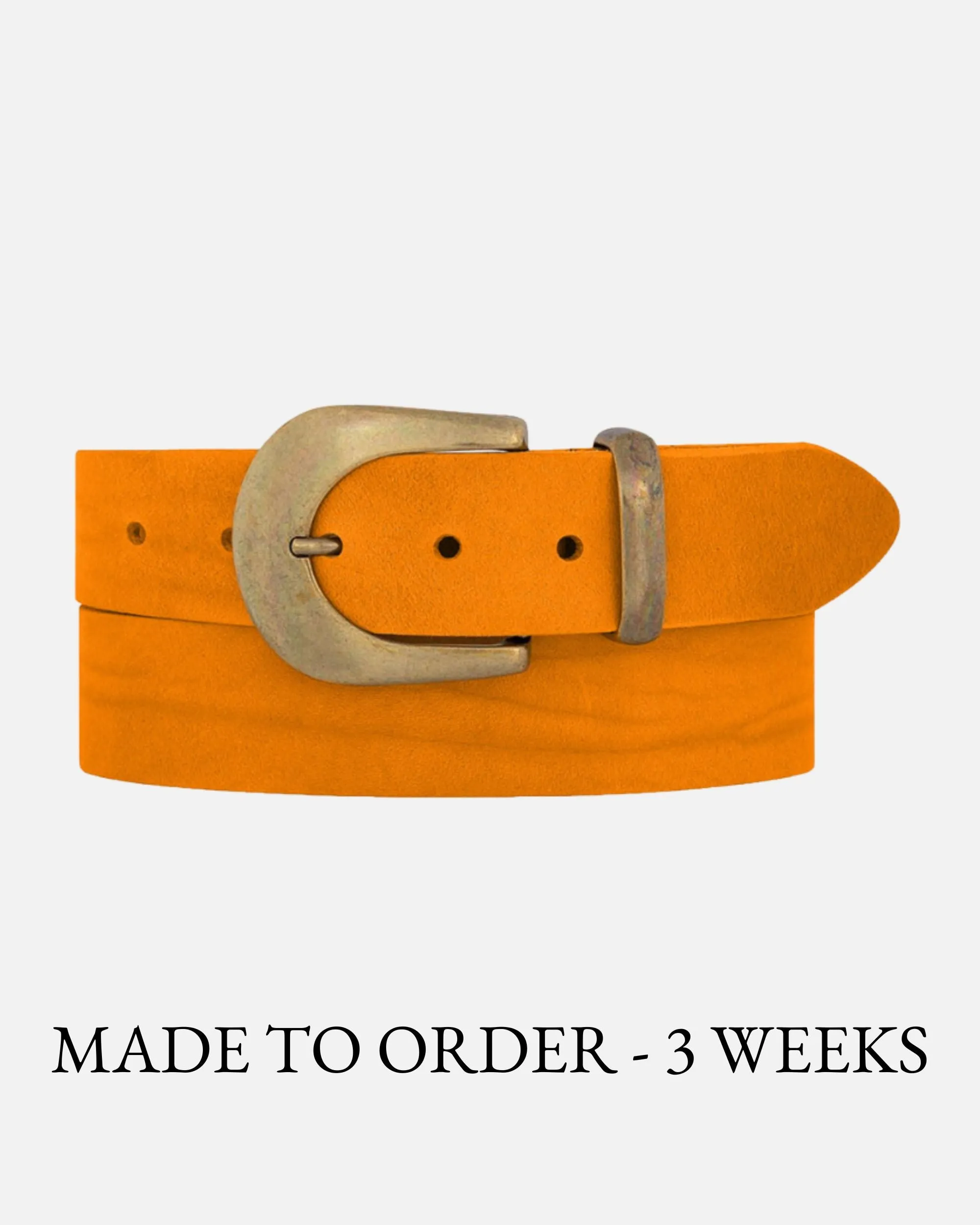 MADE TO ORDER Andrea | Classic Leather Belt with Statement Gold Buckle