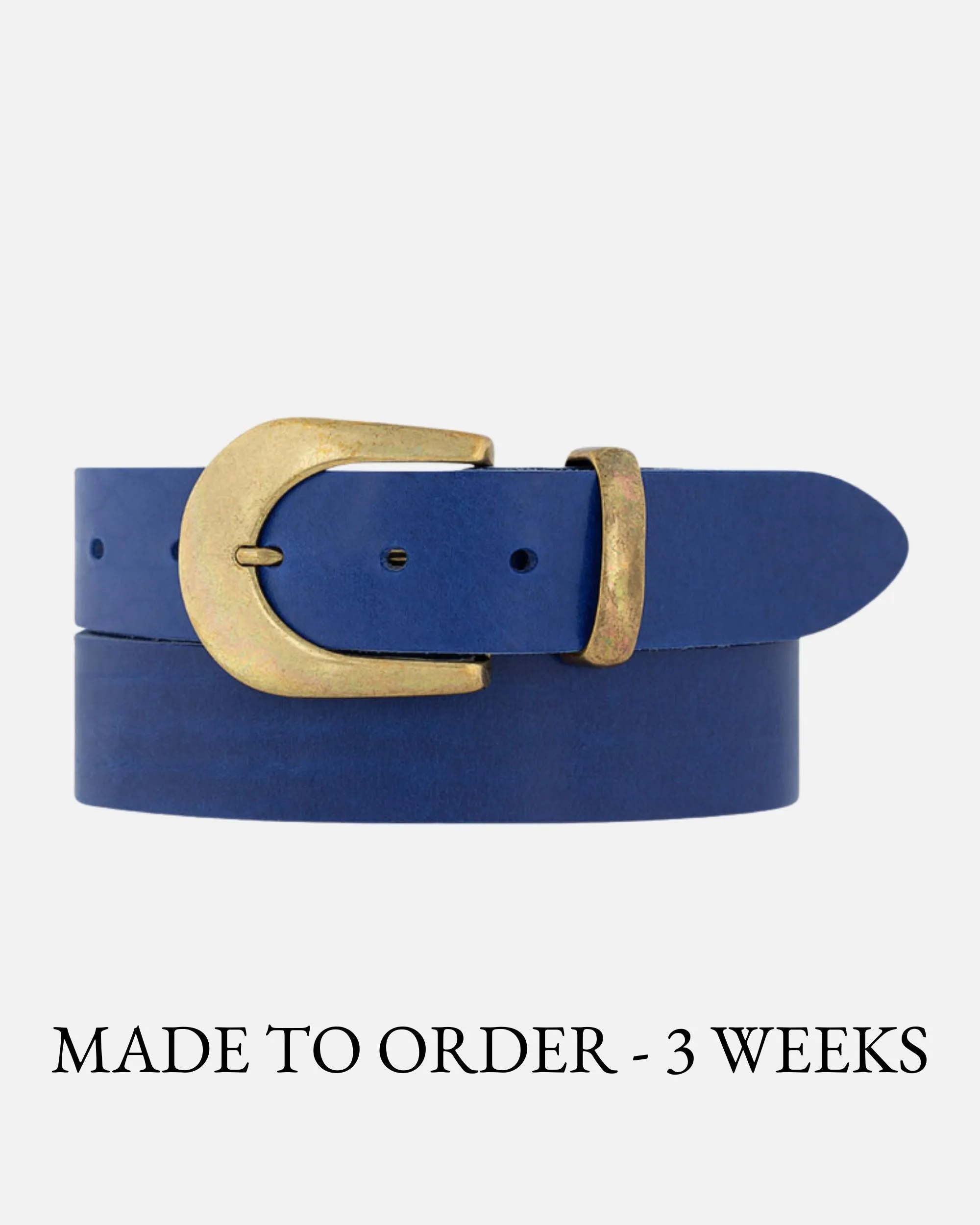 MADE TO ORDER Andrea | Classic Leather Belt with Statement Gold Buckle
