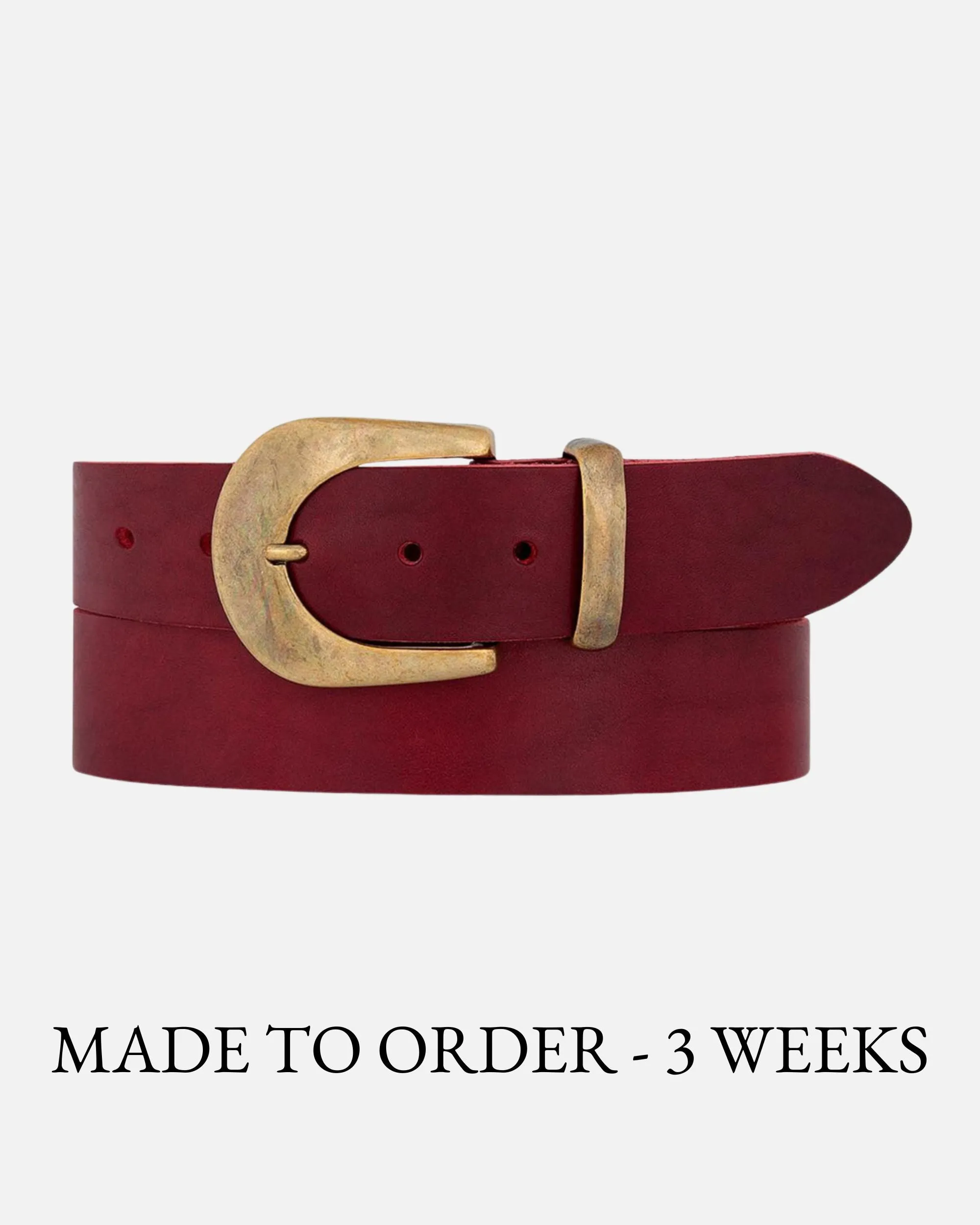 MADE TO ORDER Andrea | Classic Leather Belt with Statement Gold Buckle