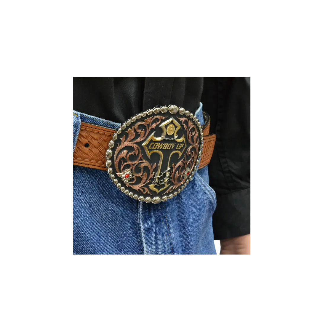 Montana Men's Tri Color Cowboy Up Attitude Belt Buckle