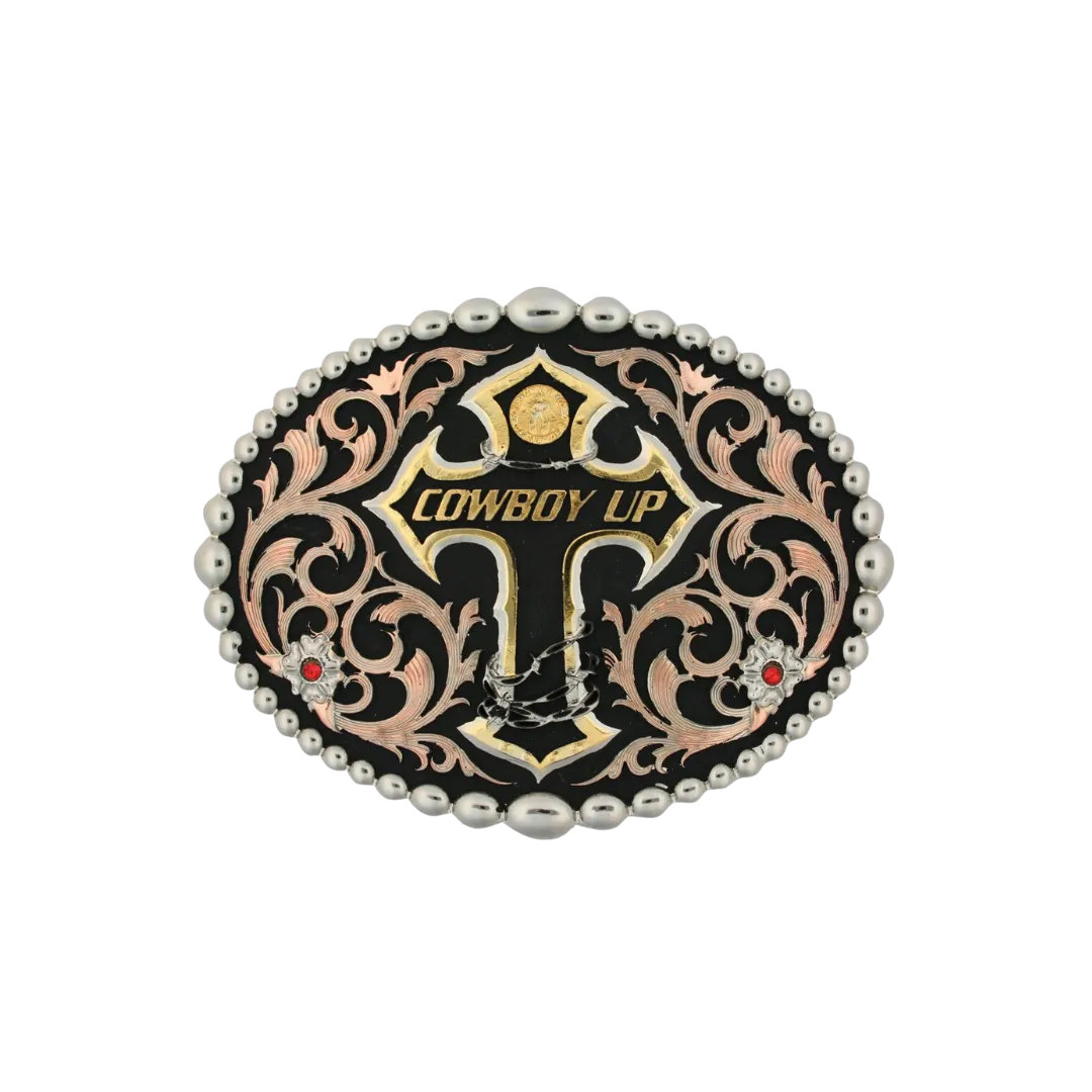 Montana Men's Tri Color Cowboy Up Attitude Belt Buckle