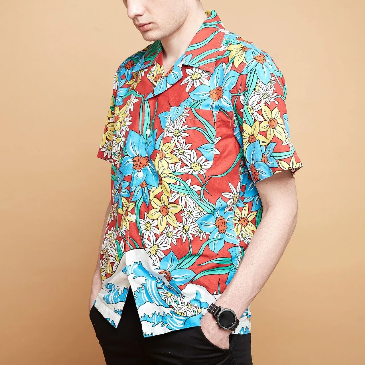 Tahitian Red Camp Collar Shirt