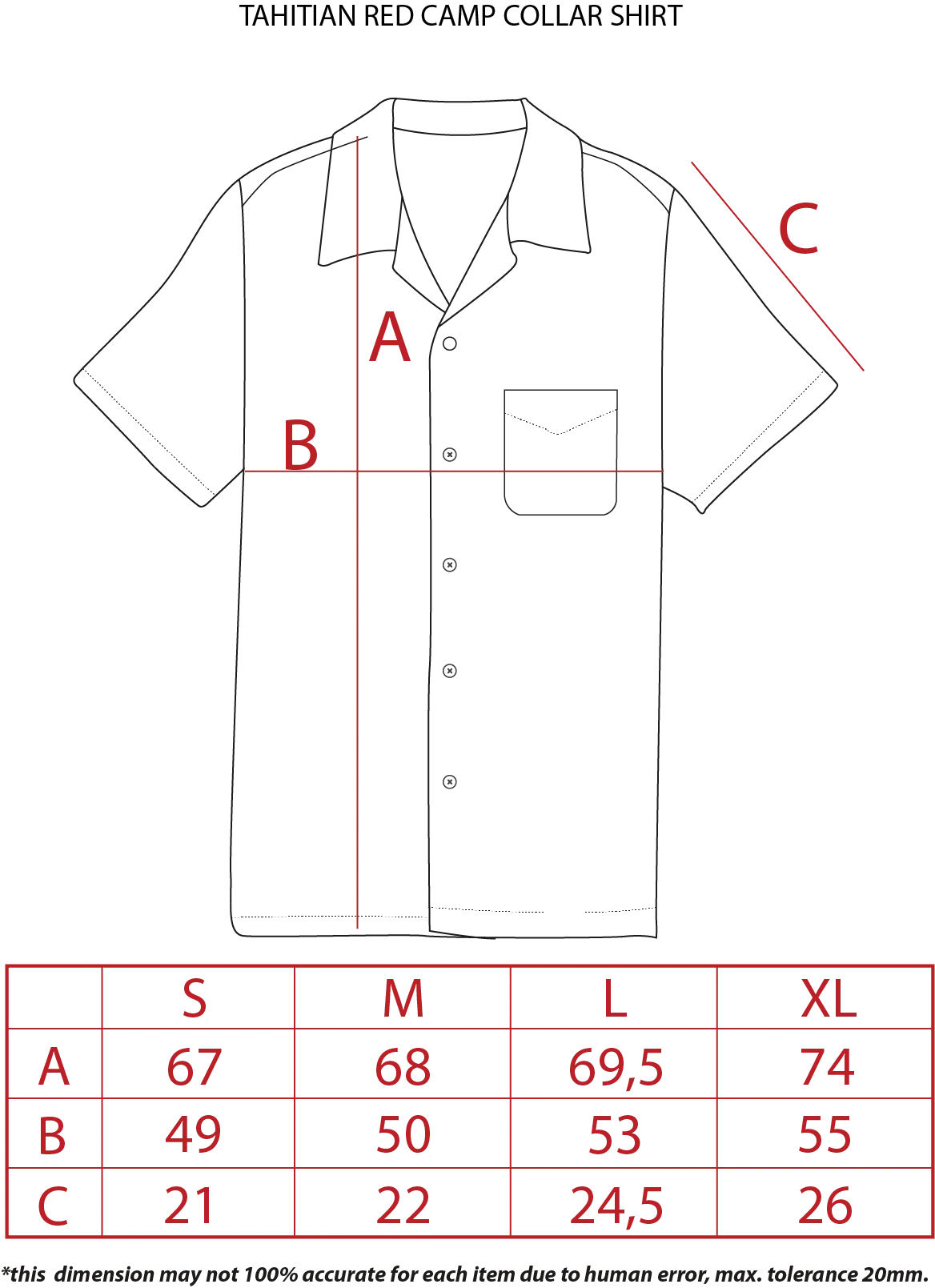 Tahitian Red Camp Collar Shirt