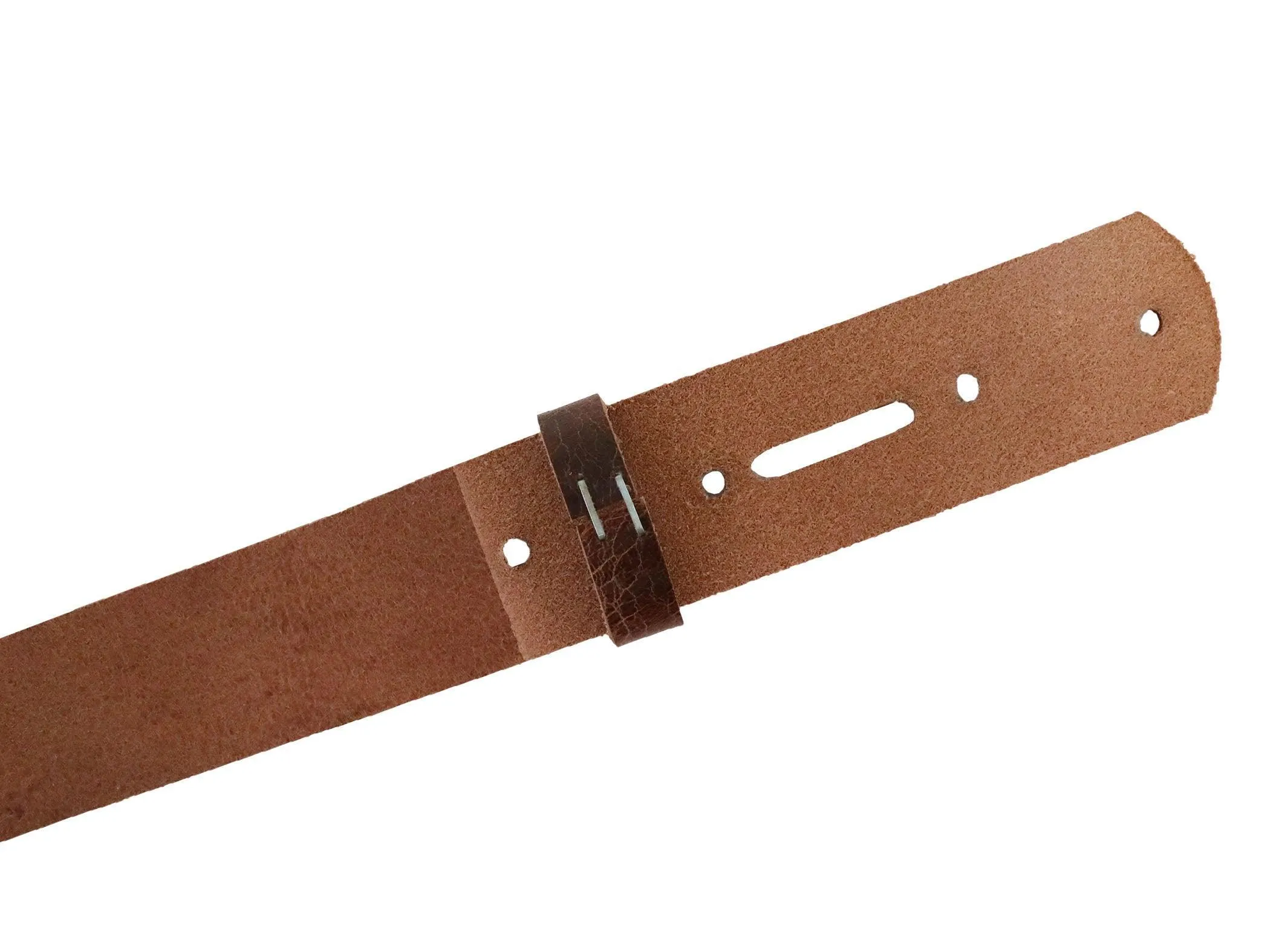 Tan Brown Vintage Glazed Buffalo Leather Belt Blank With Matching Keeper, 48"-60" Length
