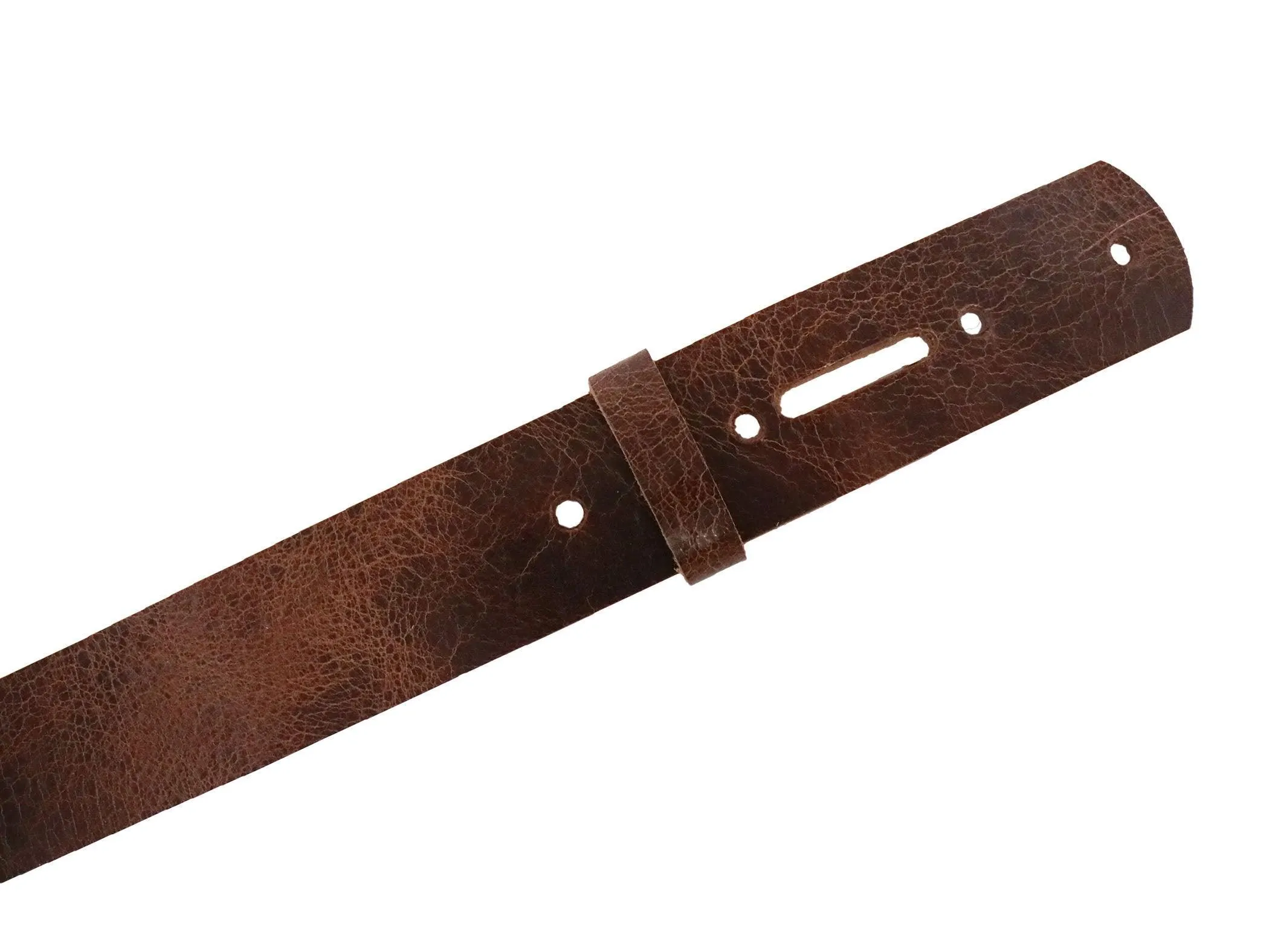Tan Brown Vintage Glazed Buffalo Leather Belt Blank With Matching Keeper, 48"-60" Length